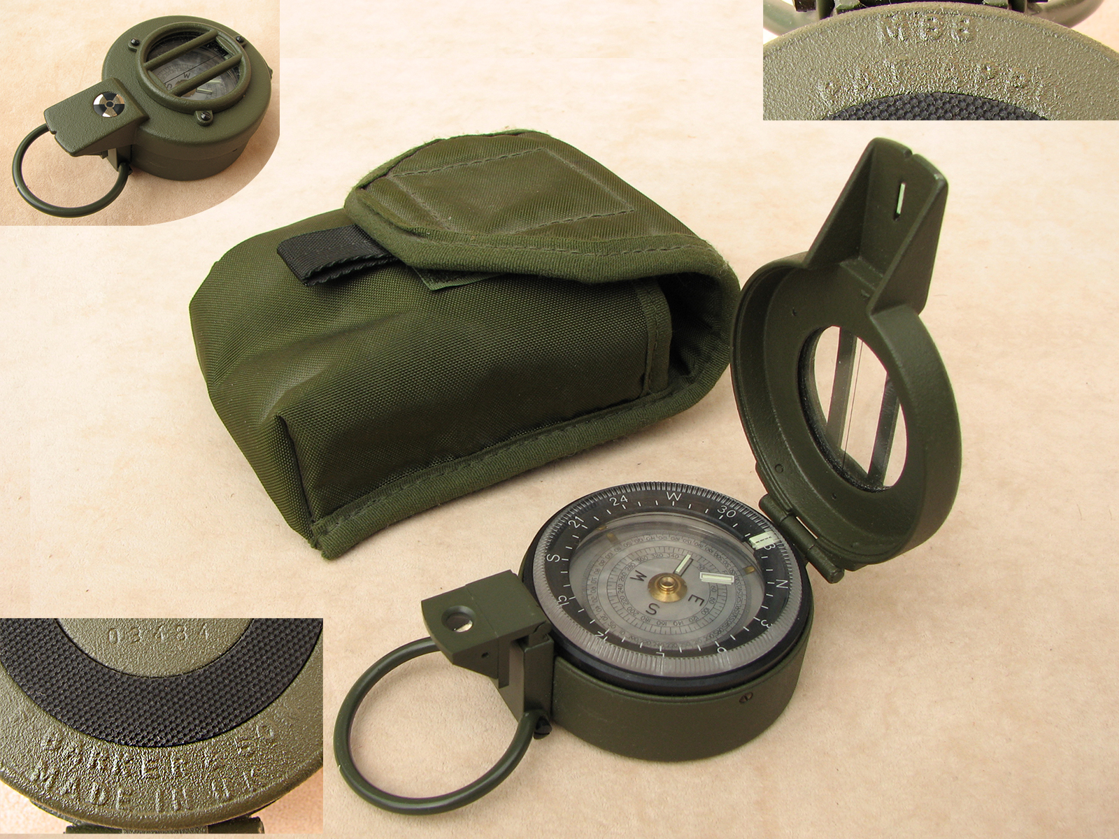 Francis Barker M-88 degrees version prismatic compass with pouch